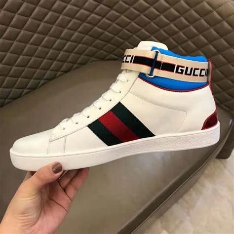 men's ace gucci stripe high-top sneaker|Gucci embroidered sneakers.